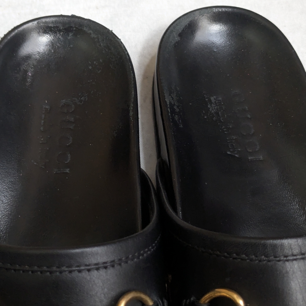 Gucci Horsebit Loafers Mules Men US 9.5 Black Gold Stars Bees Leather - Picture 4 of 16